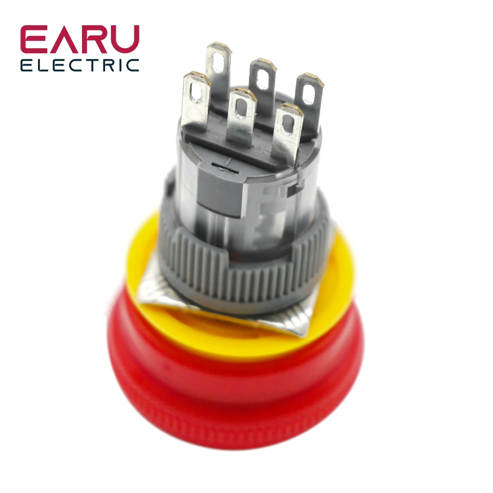 

16 мм пластиковый грибовидная головка, кнопка аварийной остановки, замок с контактами 1NO1NC 2NO2NC