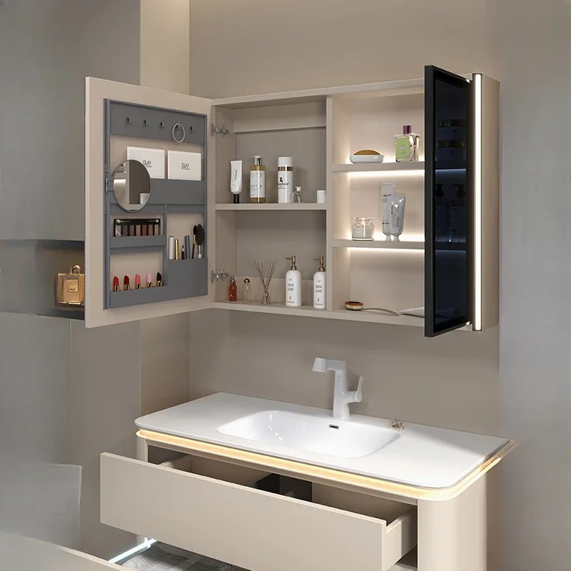 Полка для хранения шкафа ванной комнаты современные ящики шкаф раковина