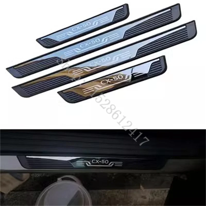 

For Mazda CX-50 CX 50 2022 2023 2024 Car Styling Plastic Door Sill Scuff Plate Welcome Pedal Stainless Steel Accessories