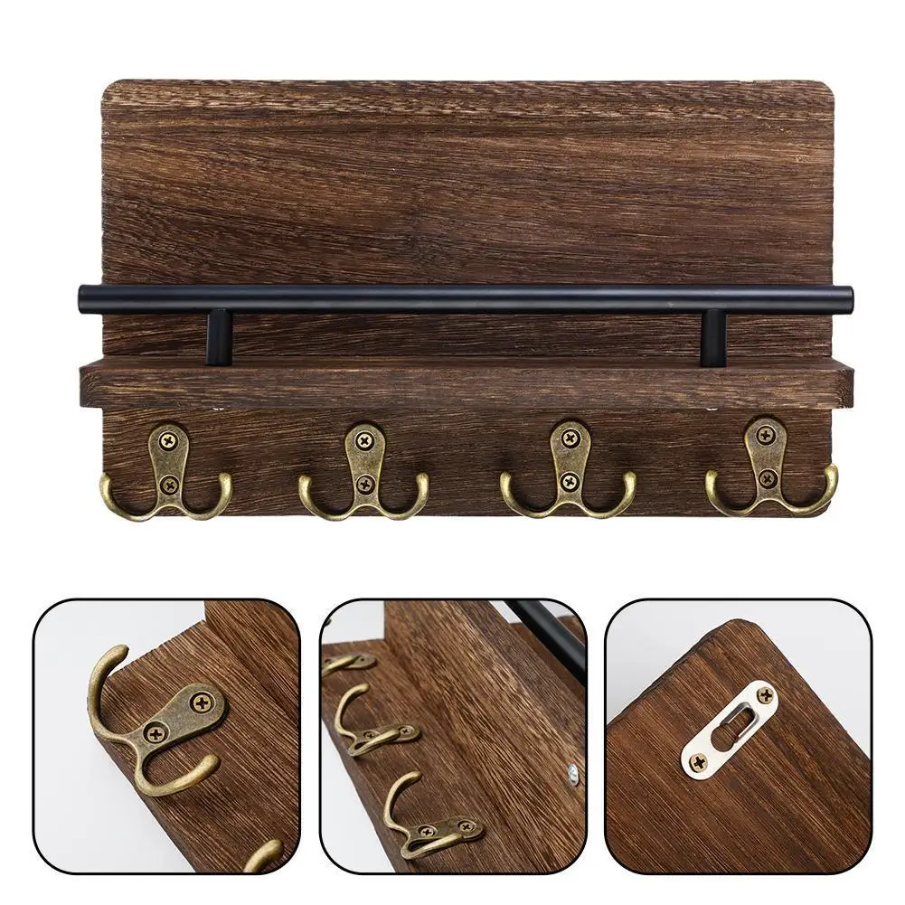 

Key Holder Wall Mounted Mail Holder with 10 Hooks and 2 Wooden DIY Keychains Wooden Decorative Key Hanging Rack Mail Wholesale