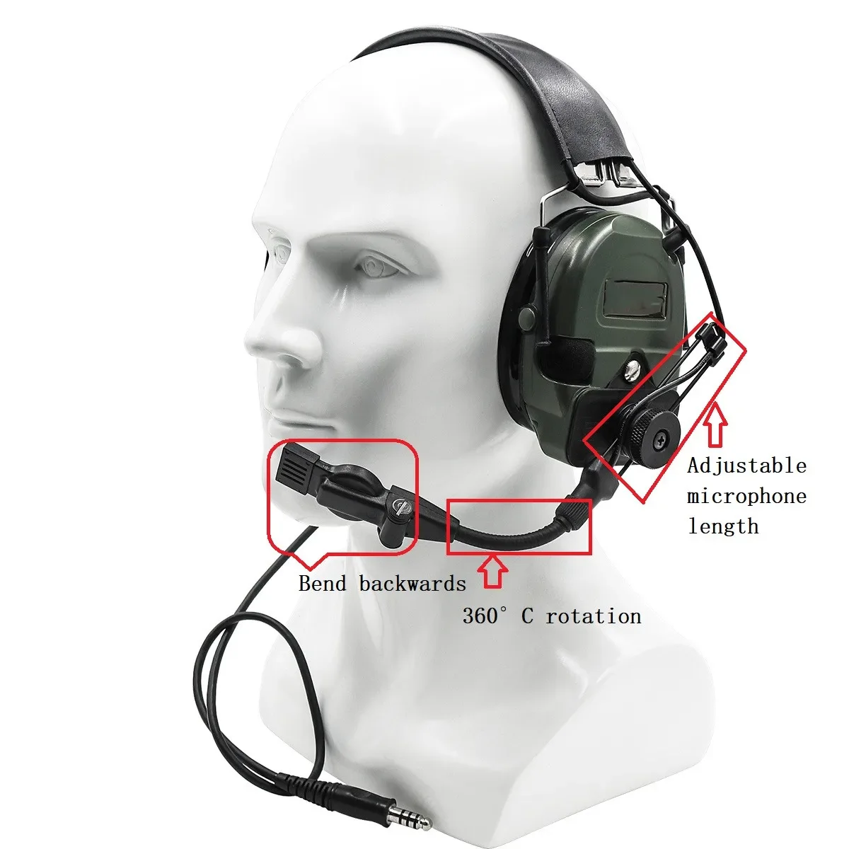 Фото Тактическая гарнитура для защиты слуха при стрельбе TCIHEADSET LIBERATOR II с шумоподавлением, адаптер для интеркома M87 №5