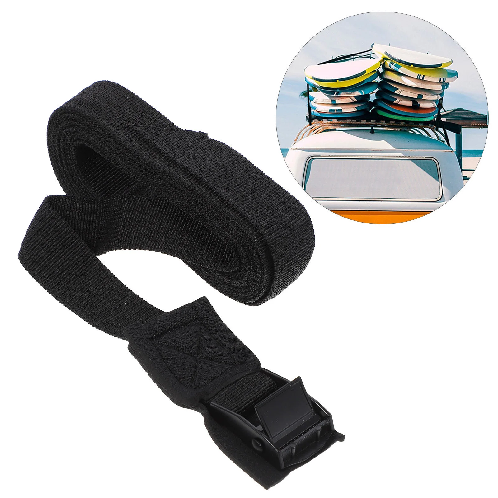 

2 PCS Tensioning Belts Binding Strap Car Roof Rack Tie Down Straps Car Luggage Cargo Kayak Surf Board Bind Belt (Black)