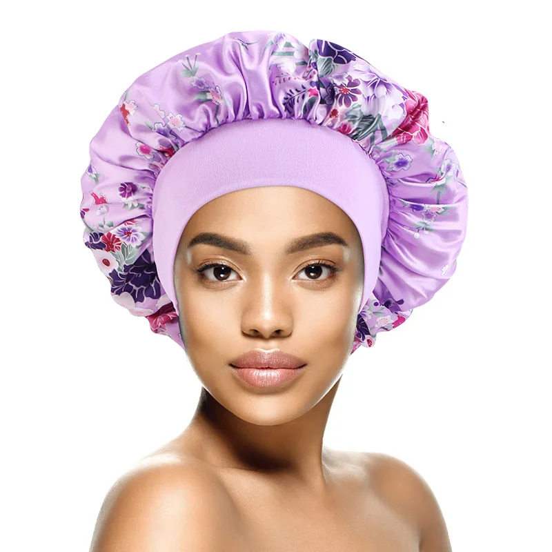

Women's TurbanElastic Hair Satin Bonnet For Sleeping Shower Cap Silk Bonnet Bonnet Women Night Sleep Cap Head Cover Helmet