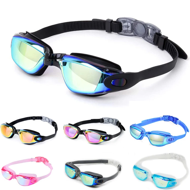 

Профессиональные очки для плавания для взрослых, противотуманные плавательные очки с защитой от ультрафиолета, портативные Водонепроницаемые силиконовые очки для плавания с зеркальными линзами