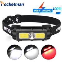 super bright led headlight usb rechargeable 7 light modes waterproof magnet head lamp warning light outdoor camping repairing