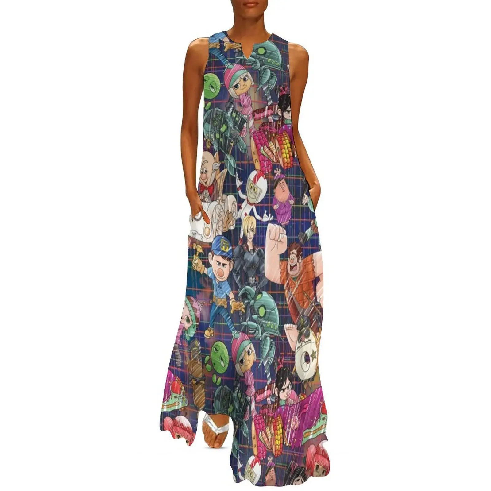 Wreck It Ralph Длинное платье с рисунком женское Женские платья летние элегантные и
