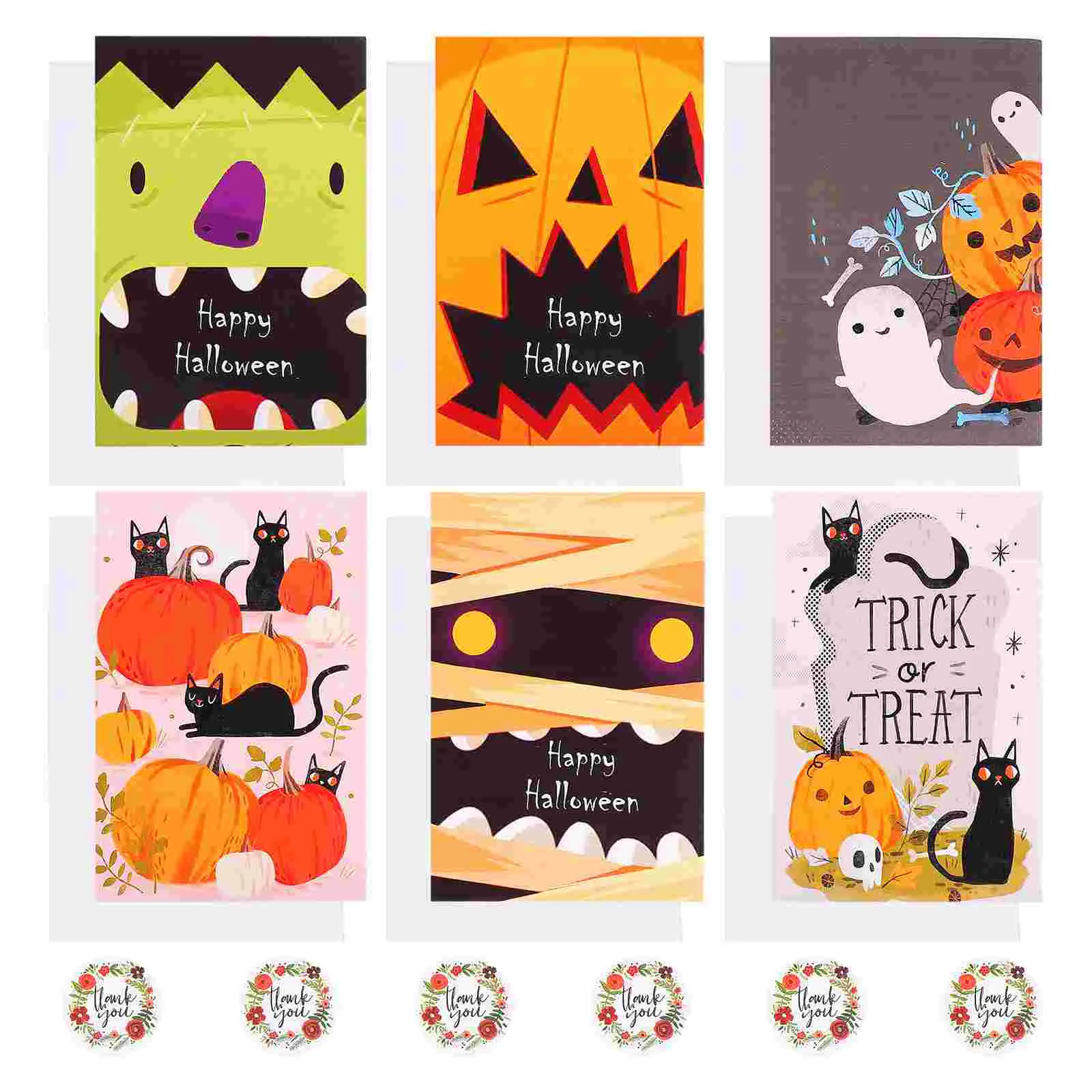 

12 шт., открытки на Хэллоуин, карточки для фестиваля конверты, поздравительные открытки без надписей