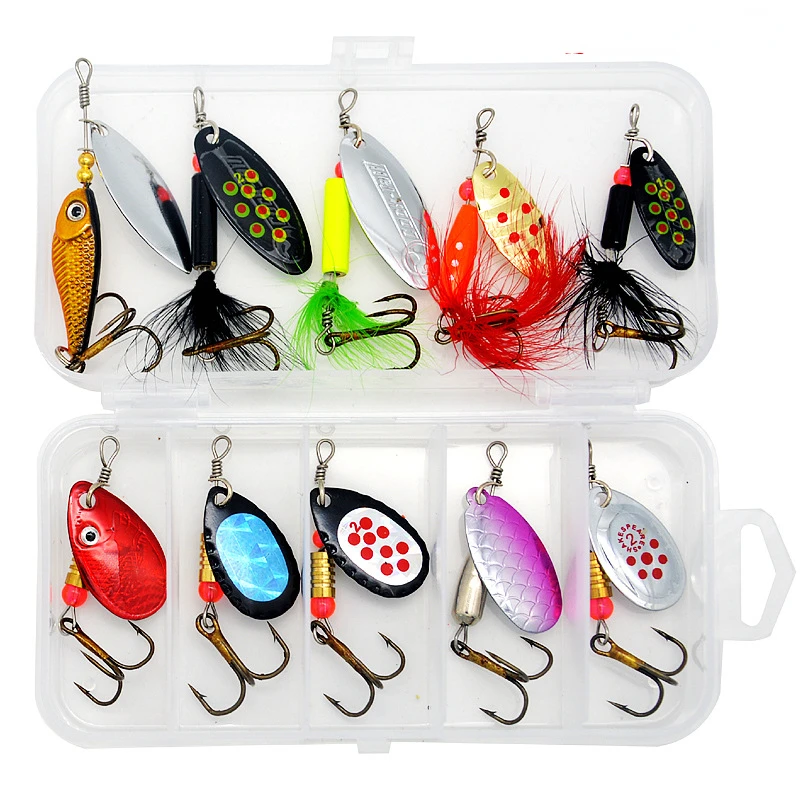 

10pcs Set Spoonbait Crankbaits Fishing Wobblers for Pike Crochet Kit Artificial Bait Metal Spoon Spinner Fishing Lure Lures