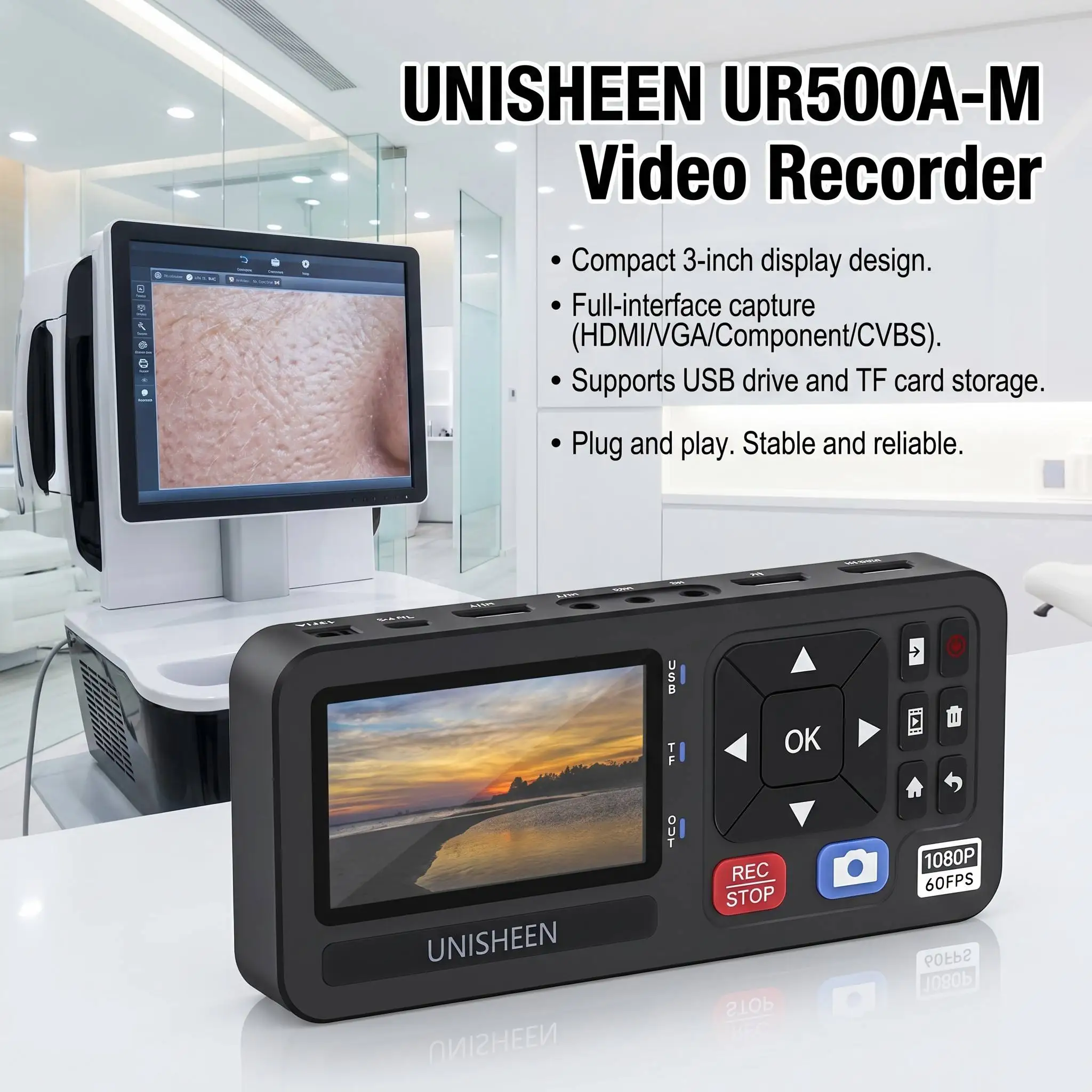 Фото Устройство для захвата видео UNISHEEN UR500A-M 4K, конвертер VHS в цифровой формат 1080P 60FPS, видеорекордер с входами HDMI/CVBS/VGA/Component 4K №2