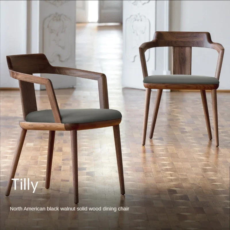 Североамериканский черный орех чистый обеденный стул Tilly Book слой головы подушка