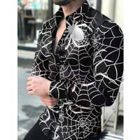 luxury social men shirt turn down collar buttoned shirts casual dots print long sleeve tops mens clothes autumn cardigan fashion