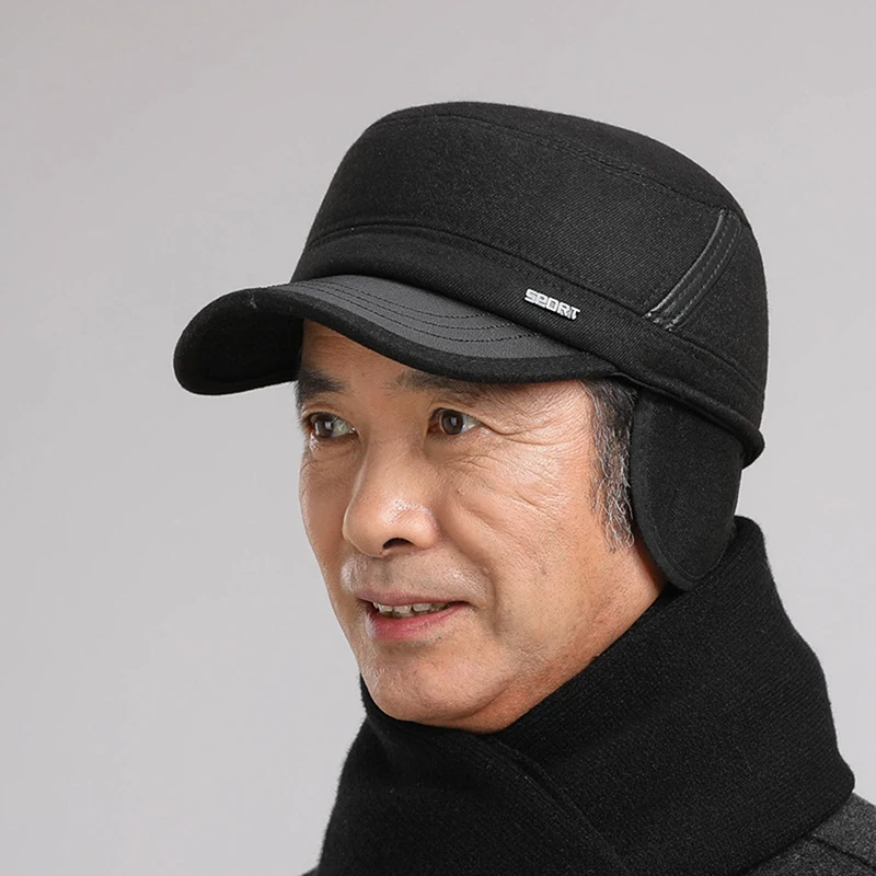 

Новинка 2022, теплые зимние шапки для мужчин, шапка отца, дедушки, зимние толстые кепки с ушами, головные уборы, бейсболки с защитой ушей