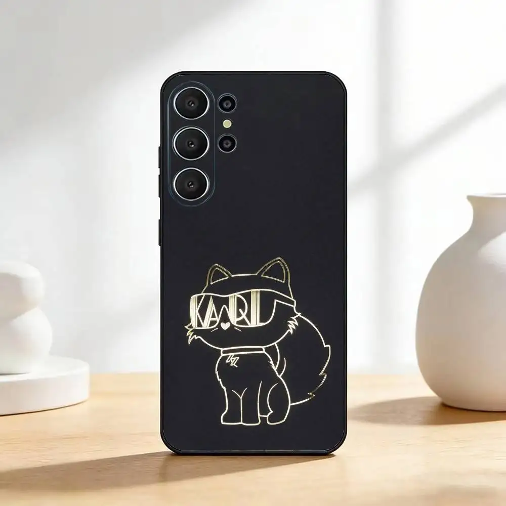 Чехол для телефона K-Karls Lagerfelds Cat Gift, черный, силиконовый, мягкий, для Samsung S25, S24, S21, S22, S23, S30, Ultra, S20, Plus, Fe, Lite (art.: 3920dc8ae8dc6) - 3920dc8ae8dc6