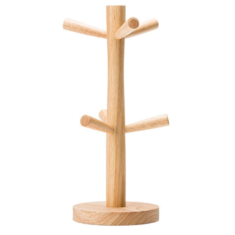 

6 Hooks Mug Holder Tree,Wooden Cup Holder Mug Tree Holder Rack Tabletop Holder,Tea Coffee Cup Mug Hoooks Mug Cup Tree
