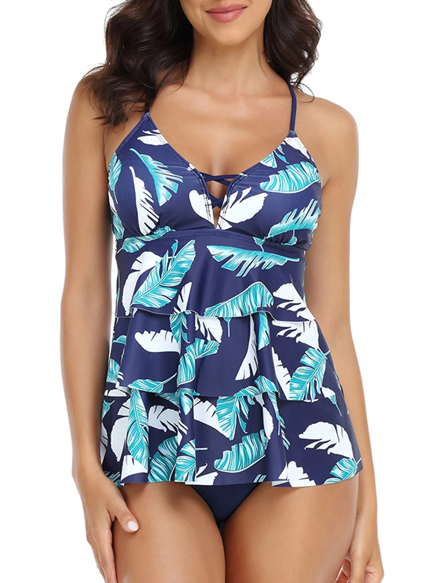 

Женский купальник-танкини из двух предметов, с принтом