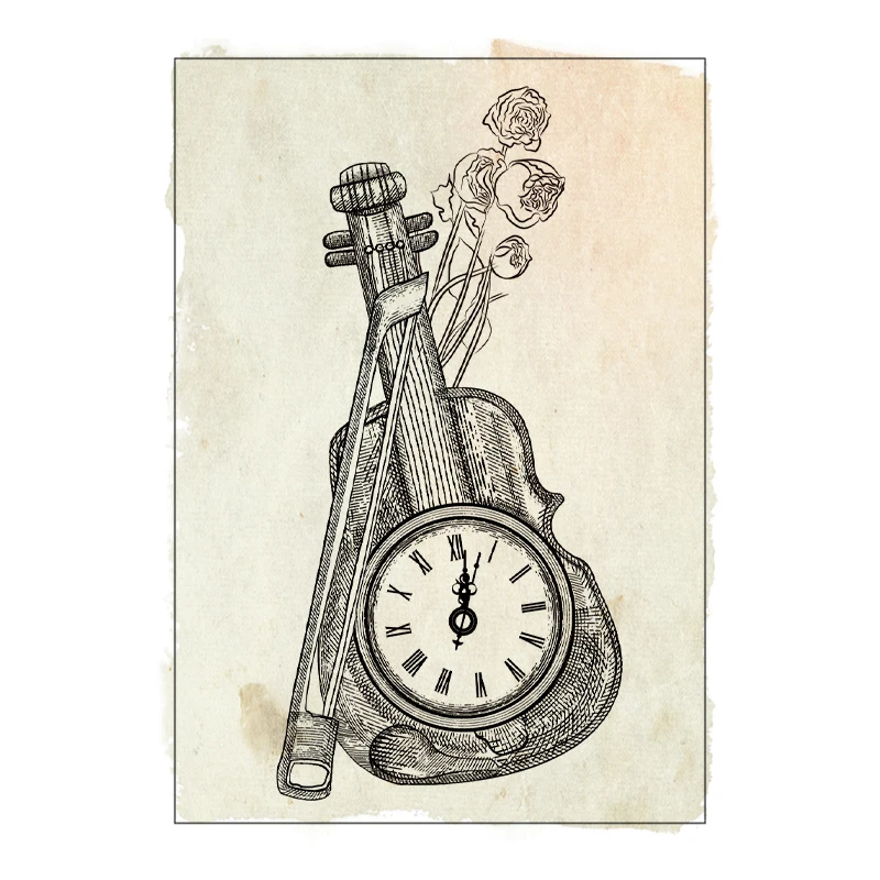 

Vintage Violin Clear Stamp Seal for Card Making DIY Scrapbooking Photo Album Decorative Clear Rubber Stamps Craft Supplies