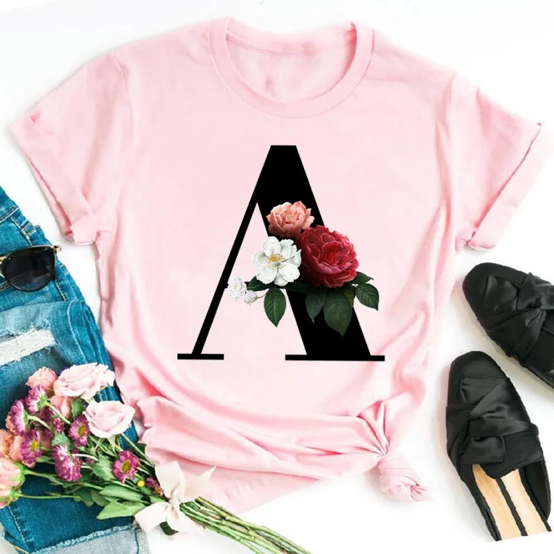 Футболка с цветочным рисунком надписью A-Z винтажные футболки графическим гранж