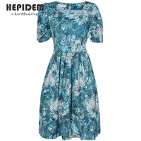 hepidem clothing fashion designer summer short dress women short sleeve patchwork lace vintage jacquard dress 69958