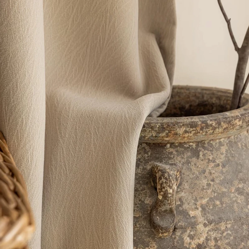 Кремовые льняные текстурированные шторы для гостиной французские роскошные