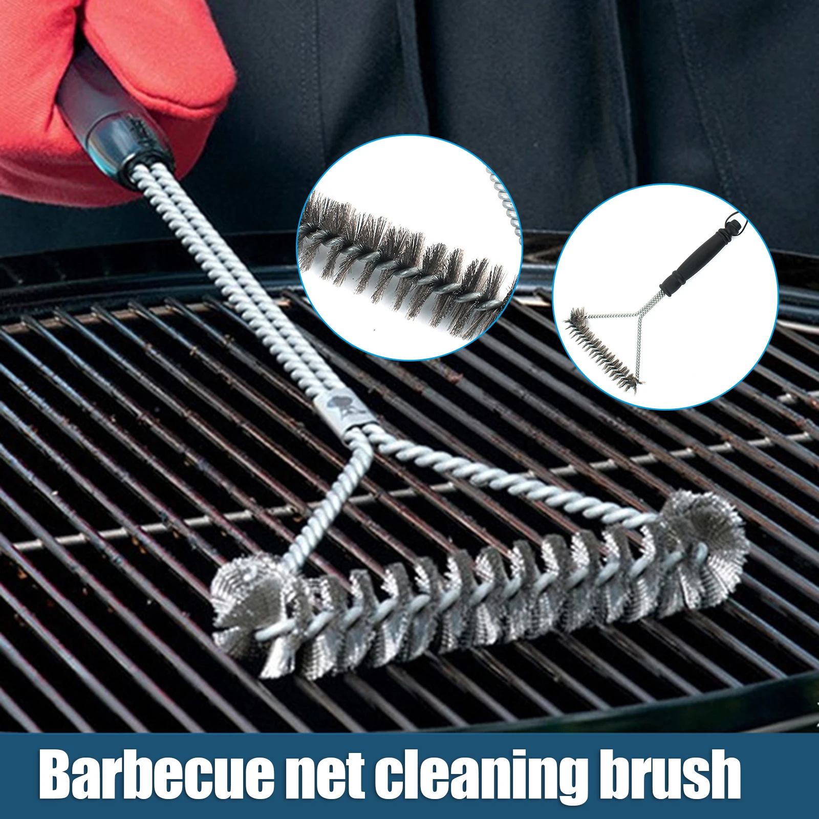 

New BBQ Grill Kitchen Accessories Stainless Steel Barbecue Cleaning Brush Y Shaped Household Barbecue Net Cleaning Cooking Tools