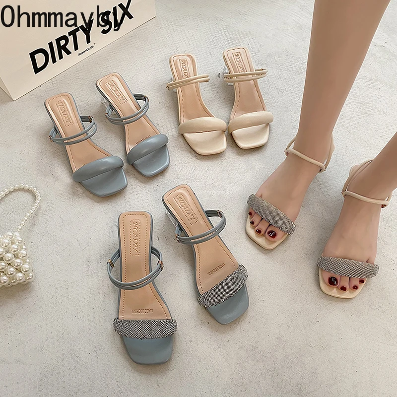 

Женские туфли с открытым носком, на толстом каблуке, летние туфли-лодочки, 2022