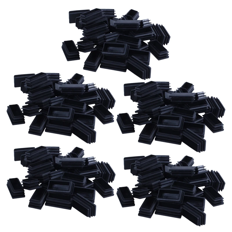 

Plastic Rectangle Blanking End Tube Caps Inserts 25X50mm 150Pcs Black