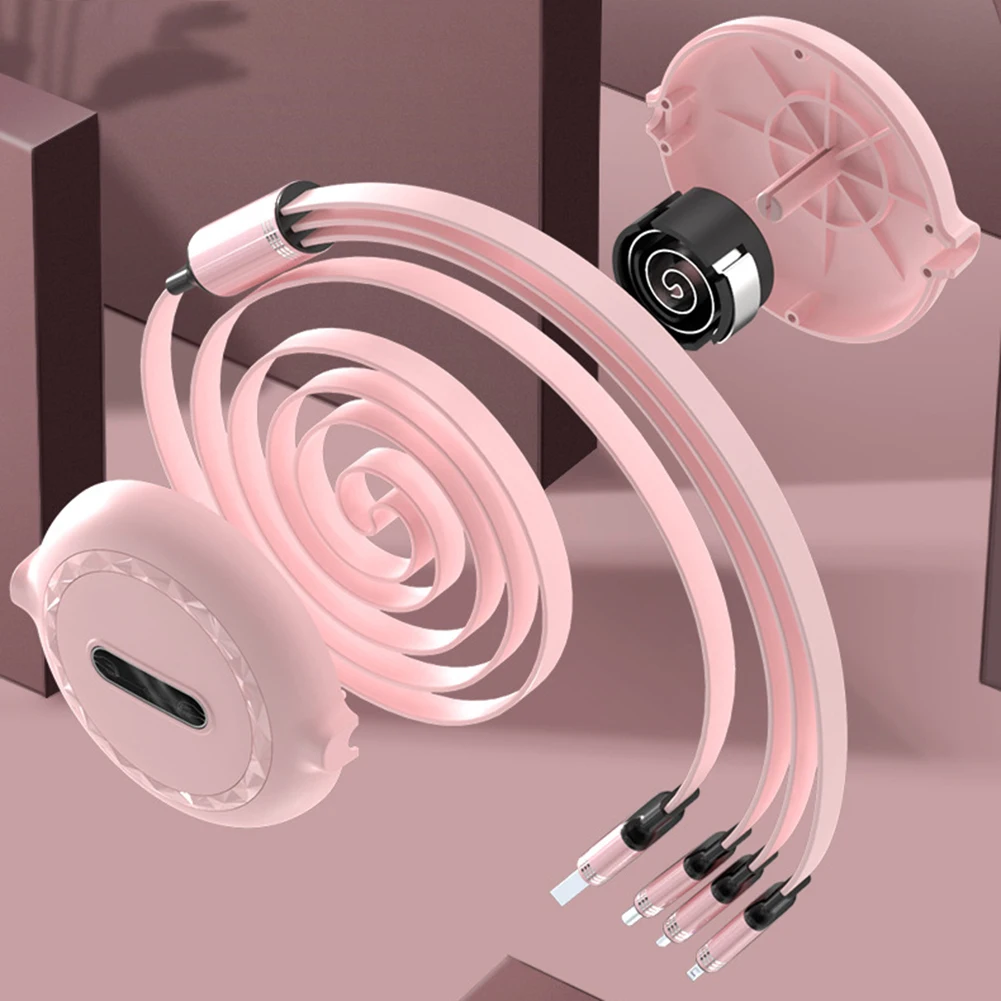 

Mobile Phone Macaron Telescopic Data Cable 3 In 1 USB 3A Multi-function Charging Cable For Tyoe-c Android Iphone