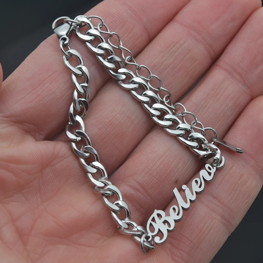Customized Personalized Bracelet Unique Font Name Stainless Steel Beautiful Gift for Girlfriend and Lover