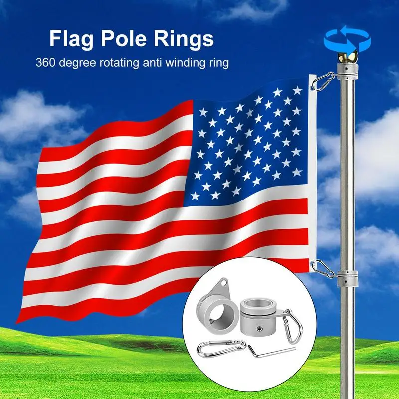 

1 пара держателей для флага, зажимы, алюминиевый держатель, круглые зажимы, зажимы для держателя флага для RV, вращающийся держатель для столба, кольца