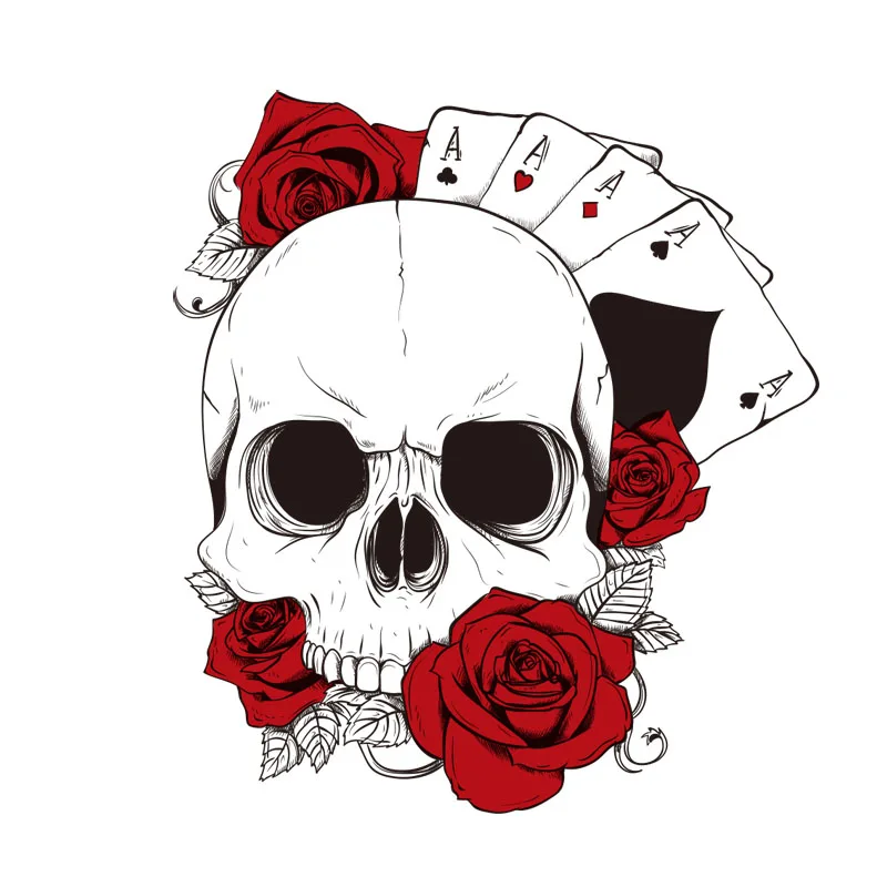 

Car Stickers Personality Creative Poker and Skull Rose Vinyl Decals Car Motorcycle Bumper Body Rear Window Decorative Decals15cm