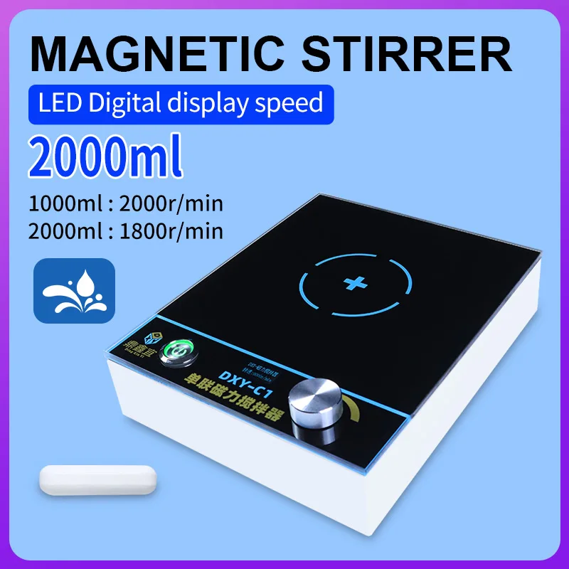 DXY 2000ml Glass Plate Magnetic Stirrer Laboratory Mixer with Stir Bar 220V 110V