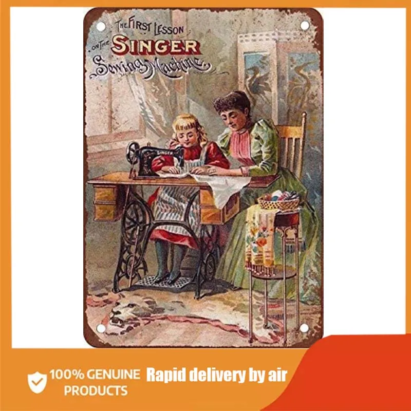 

Оловянная швейная машина певица, винтажная копия внешнего вида, металлическая Жестяная Табличка, металлические пластины, украшения для ком...