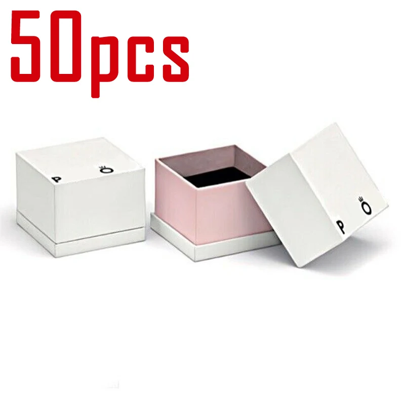 

50pcs Packaging New Paper Ring Boxes For Earrings Charms Europe Jewelry Case for Valentine's Day Gift Wholesale Lots Bulk