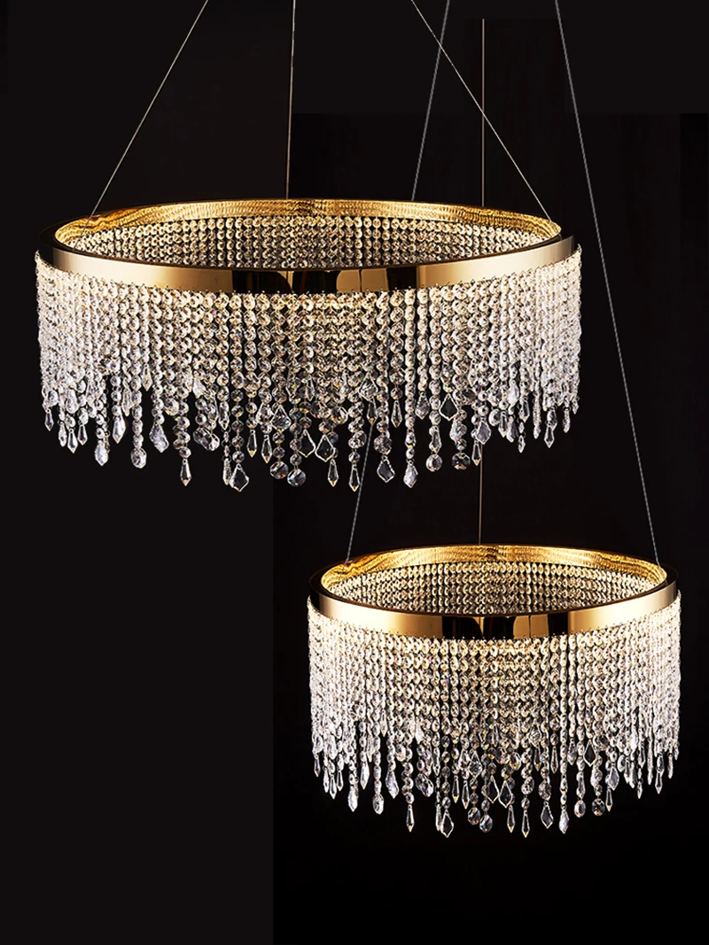 

New Modern Crystal Chandelier For Living Room Gold Round Crystal Lamp Luxury Home Decor Light Fixture Led Hang Lighting