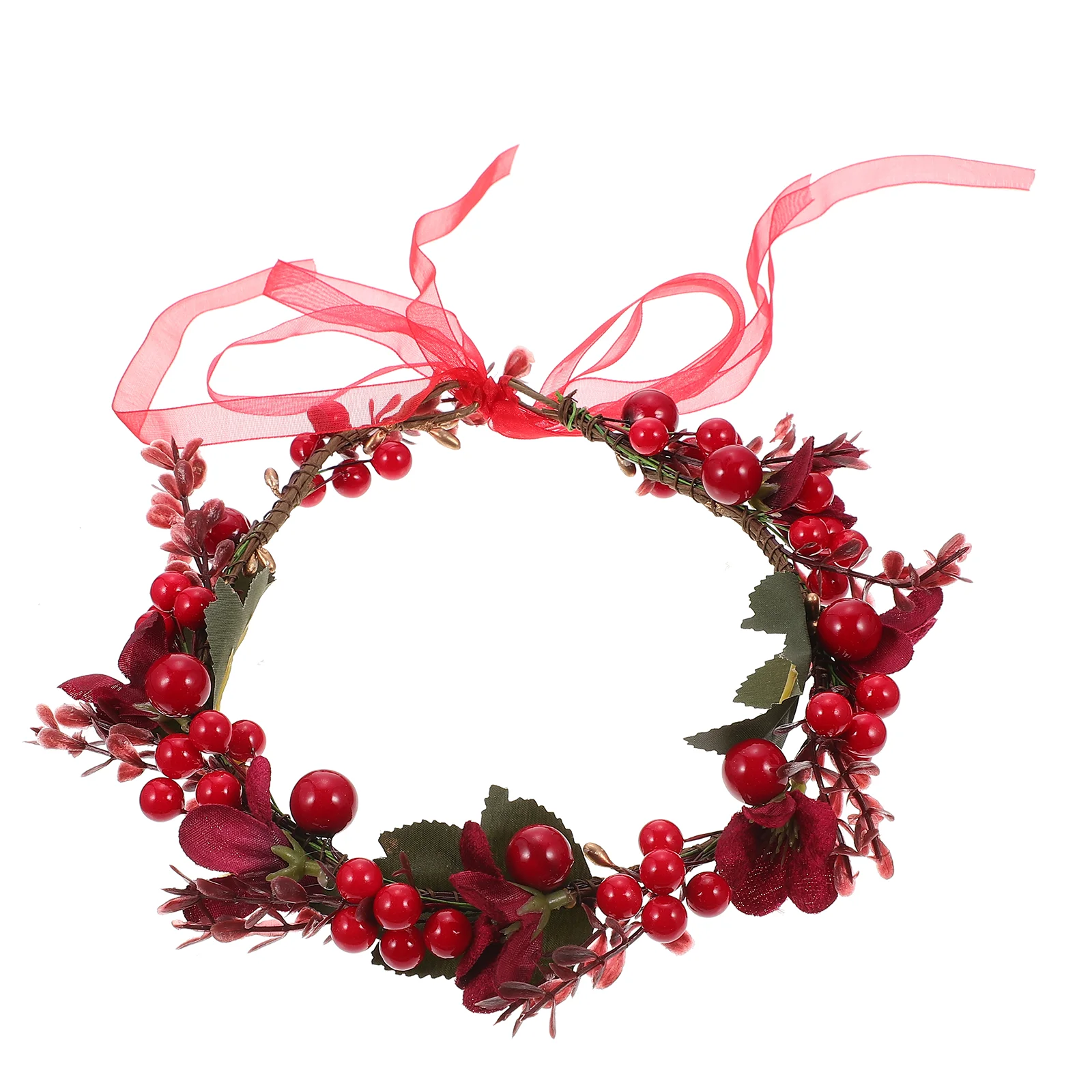 

Wreath Christmas Headdress Hair Headband Bride Headwear Wedding Floral Headpiece Flower Berry Head Girl Bridal Fordecor Hairband