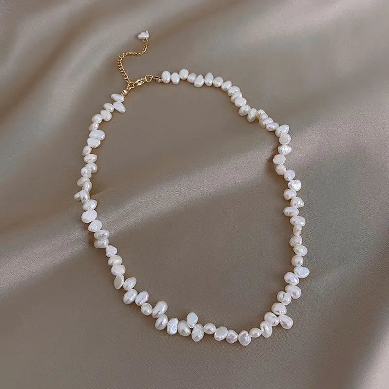 

Baroque Millet Fresh water pearl necklace fashion shaped irregular pearl clavicle chain