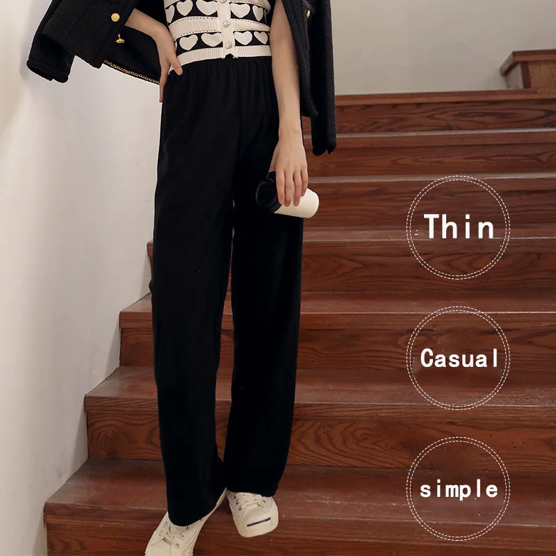 

Plus Velvet Corduroy Wide-Leg Pants Women's Autumn and Winter Thickened Chenille Casual Pants High Waist Drape Straight Trousers