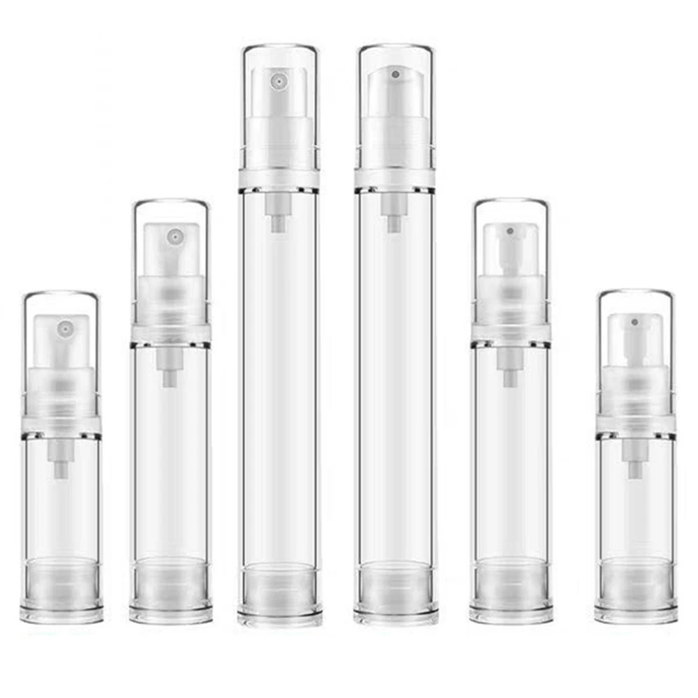 

20pcs 5ml 10ml 15ml Empty Airless Pump Bottle Refillable Vacuum Plastic Lotion Tubes Cosmetic Sparyer Container for Travel