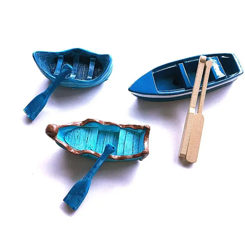 

3 Sets Micro Landscape Ornament Resin Boat Model Adornment Bonsai Decor Marine Style Dream Boat Paddle DIY Scene Micro Landscape
