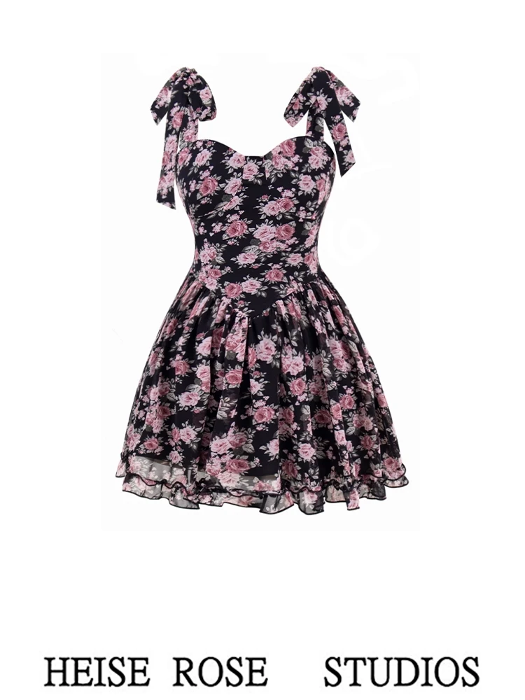 Перерыв на чай французское платье бретельках с цветочным принтом женское лето 2024