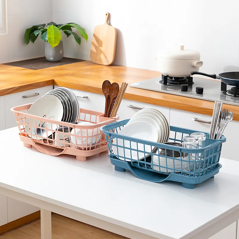

Tableware Drying Rack Kitchen Utensils Drain Rack with Drain Plate Countertop Tableware Plate Tableware Spoon Storage Box