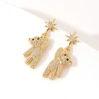 korean version of cute womens earrings love bear earrings sweet creative ear needles high quality temperament earrings gifts