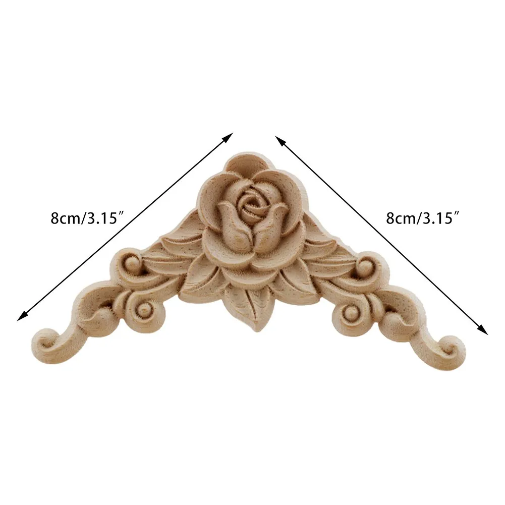 

4pcs Unique Natural Floral Wood Carved Wooden Figurines Crafts Corner Appliques Frame Wall Door Furniture Woodcarving Decoration