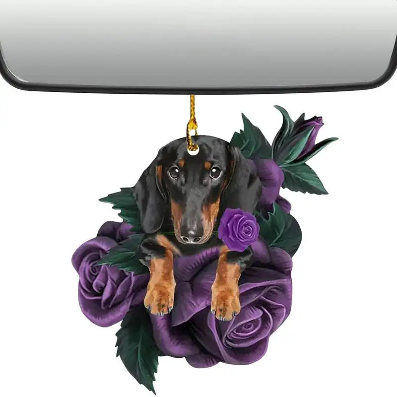 

Украшения для автомобиля в виде собаки на зеркало заднего вида, держатель для щенка, роза, украшение для автомобиля, подвеска для автомобиля...