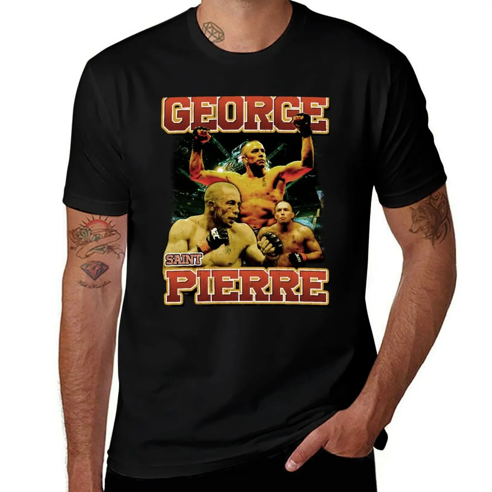 Фото Футболка George Saint Pierre GSP, футболки в стиле аниме для мужчин, мужская футболка, летняя футболка, мужская однотонная футболка №1