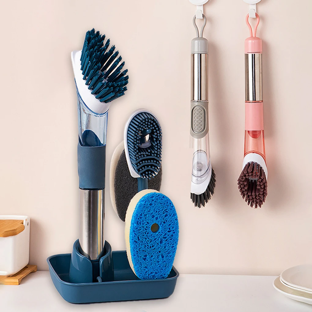 

Sponge Brush Portable Pan Removable Cleaning Silicone Soft Brushes Cookware Sink Toilet Dispensing Scrubber Kitchen Accessories
