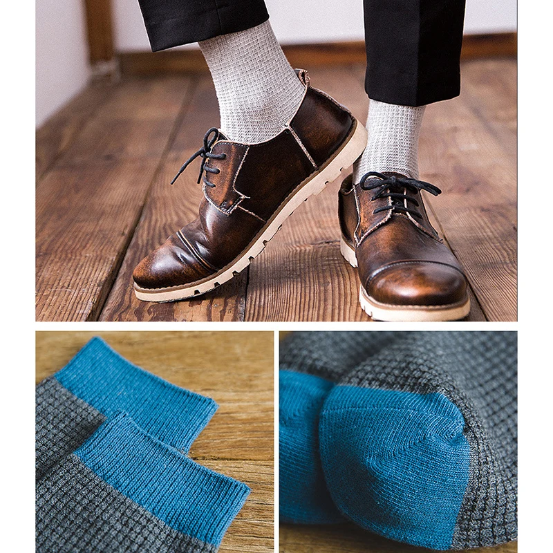 High Quality Men Organic Cotton Harajuku Business Socks Fall Winter Comfortable Combed Cotton Mid-Tube Socks Classic Gift Socks