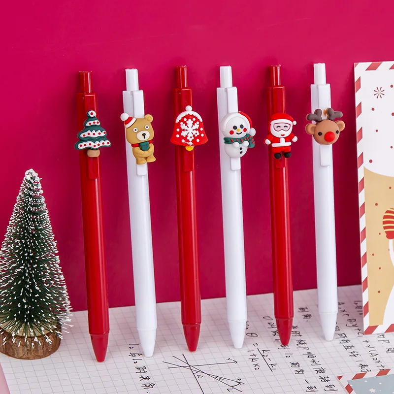 

10Pcs/Lot Cute Christmas Series Gel Pen Kawaii Retractable Ball point Pen 0.5mm Black Ink School Stationery Office Sign Pen Gift