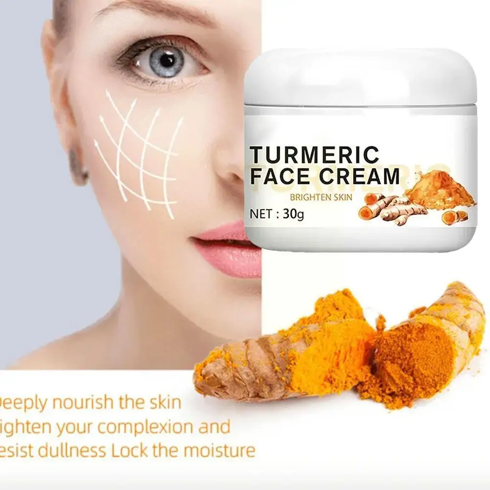 

Turmeric Face Whitening Cream for Dark Skin Remove Acne Lighten Dark Spots Moisturizing Brightening Cream for Face Skin Car Y3F2