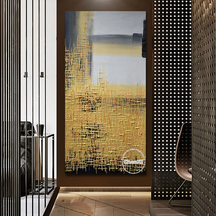 Handpainted Beautiful Yellow Abstract Idea Oil Painting On Canvas Large Contemporary Study Bedroom Decoration Pieces Unframed |